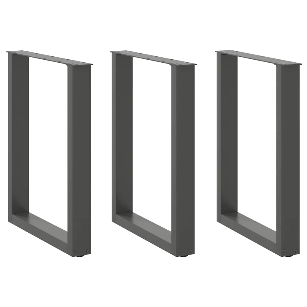 Dining Table Legs U-Shaped 3 pcs Anthracite 70x(72-73) cm Steel
