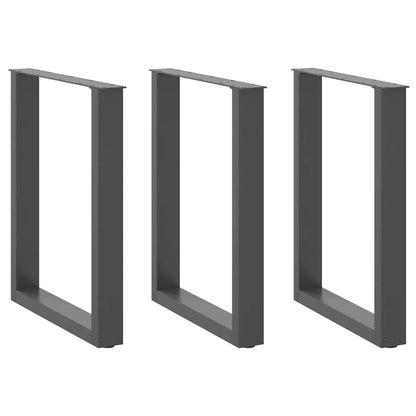 Dining Table Legs U-Shaped 3 pcs Anthracite 70x(72-73) cm Steel
