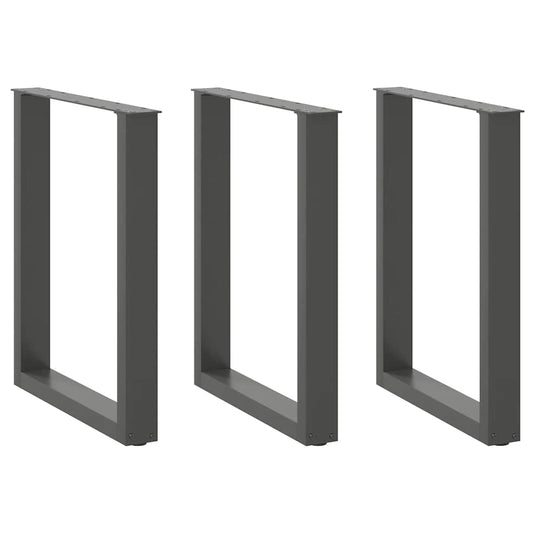 Dining Table Legs U-Shaped 3 pcs Anthracite 70x(72-73) cm Steel