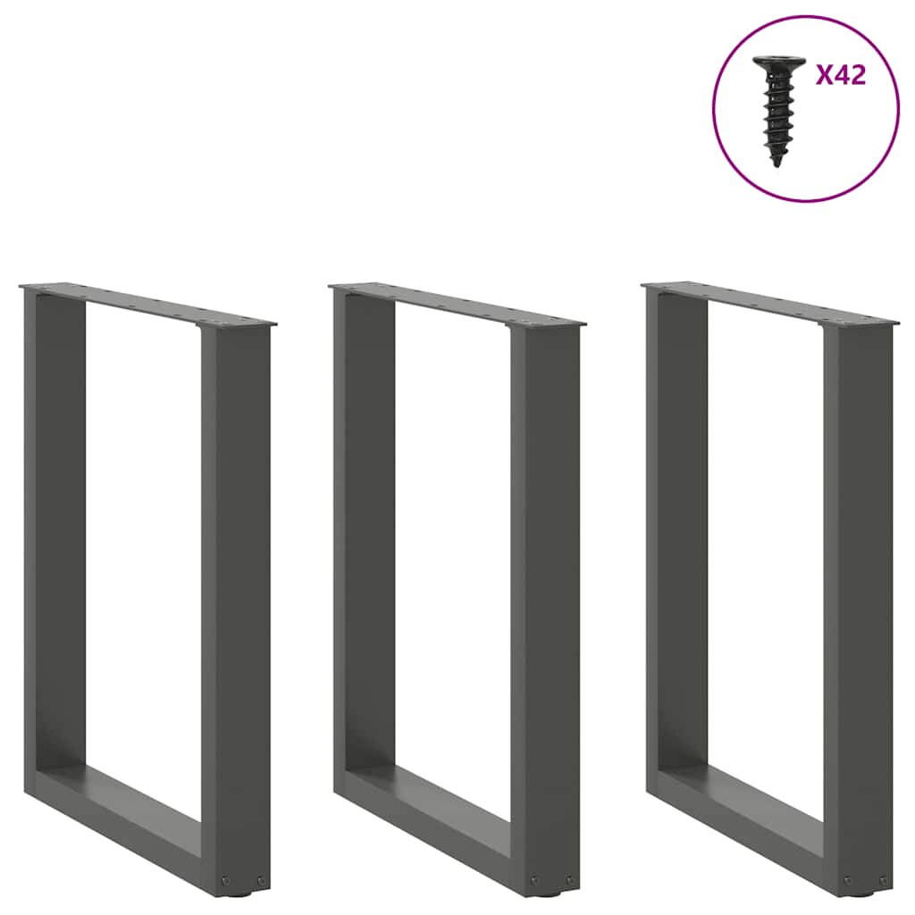 Dining Table Legs U-Shaped 3 pcs Anthracite 70x(72-73) cm Steel