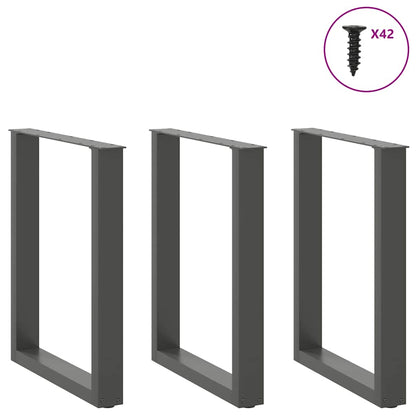 Dining Table Legs U-Shaped 3 pcs Anthracite 70x(72-73) cm Steel