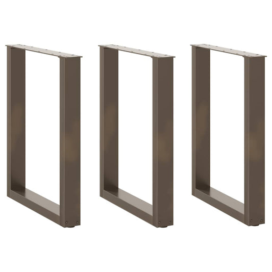 Dining Table Legs U-Shaped 3 pcs Natural Steel 70x(72-73) cm Steel