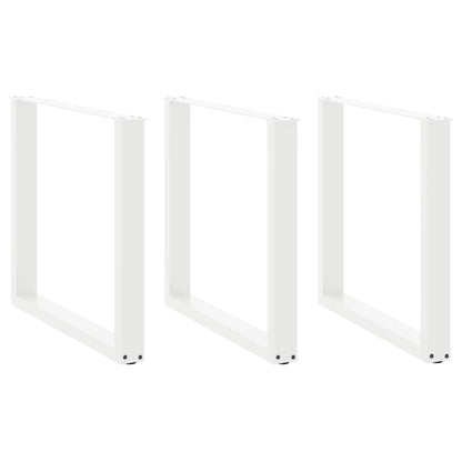 Dining Table Legs U-Shaped 3 pcs White 80x(72-73) cm Steel