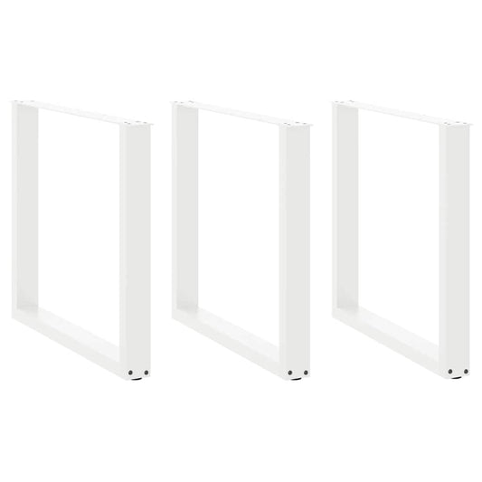 Dining Table Legs U-Shaped 3 pcs White 80x(72-73) cm Steel