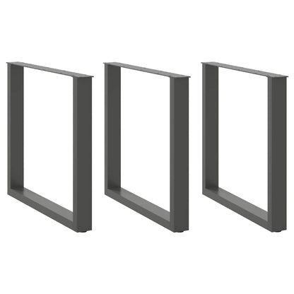 Dining Table Legs U-Shaped 3 pcs Anthracite 80x(72-73) cm Steel