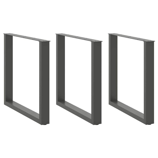 Dining Table Legs U-Shaped 3 pcs Anthracite 80x(72-73) cm Steel