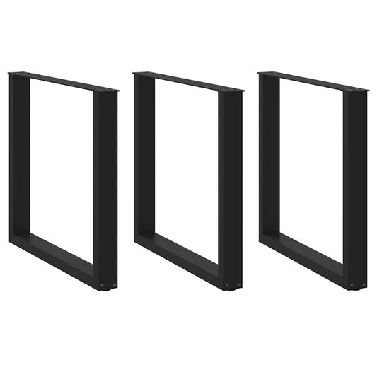 Dining Table Legs U-Shaped 3 pcs Black 90x(72-73) cm Steel