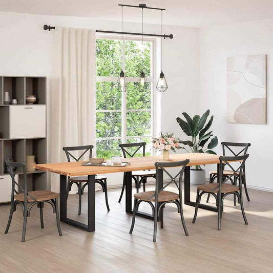 Dining Table Legs U-Shaped 3 pcs Black 90x(72-73) cm Steel