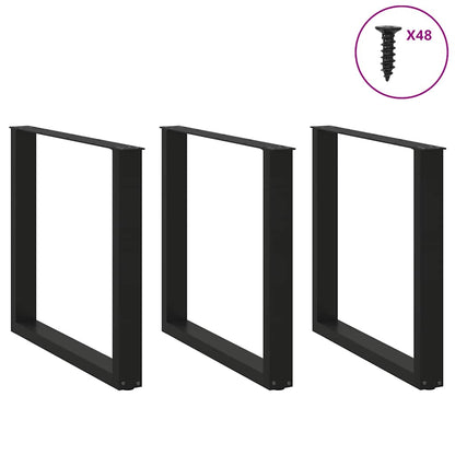 Dining Table Legs U-Shaped 3 pcs Black 90x(72-73) cm Steel