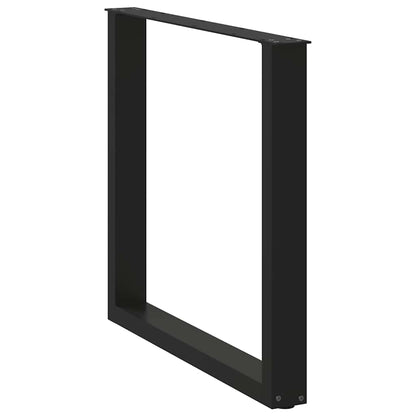 Dining Table Legs U-Shaped 3 pcs Black 90x(72-73) cm Steel