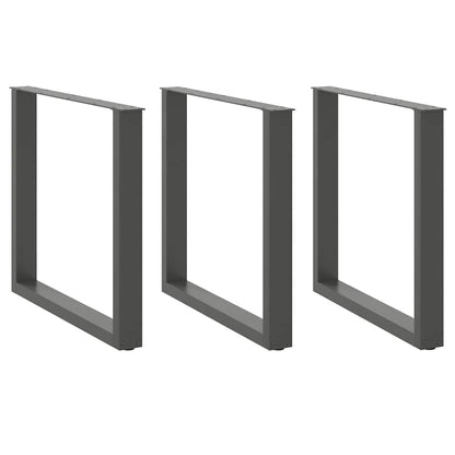 Dining Table Legs U-Shaped 3 pcs Anthracite 90x(72-73) cm Steel
