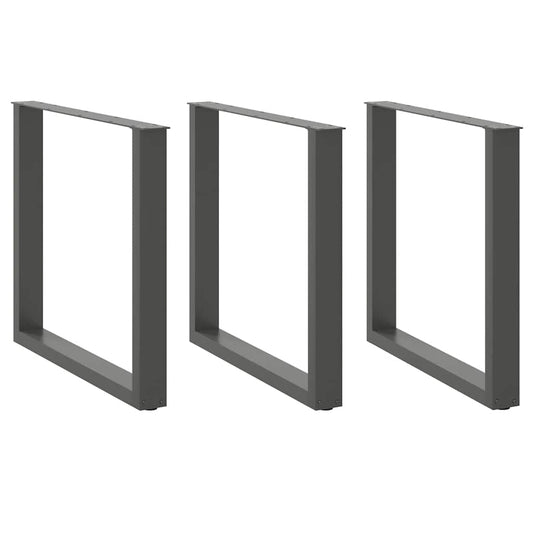 Dining Table Legs U-Shaped 3 pcs Anthracite 90x(72-73) cm Steel