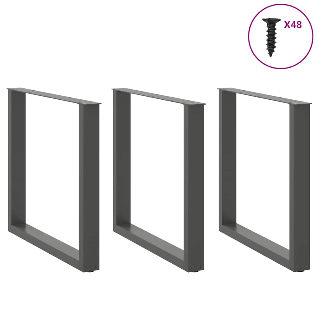 Dining Table Legs U-Shaped 3 pcs Anthracite 90x(72-73) cm Steel