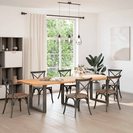 Dining Table Legs U-Shaped 3 pcs Natural Steel 90x(72-73) cm Steel