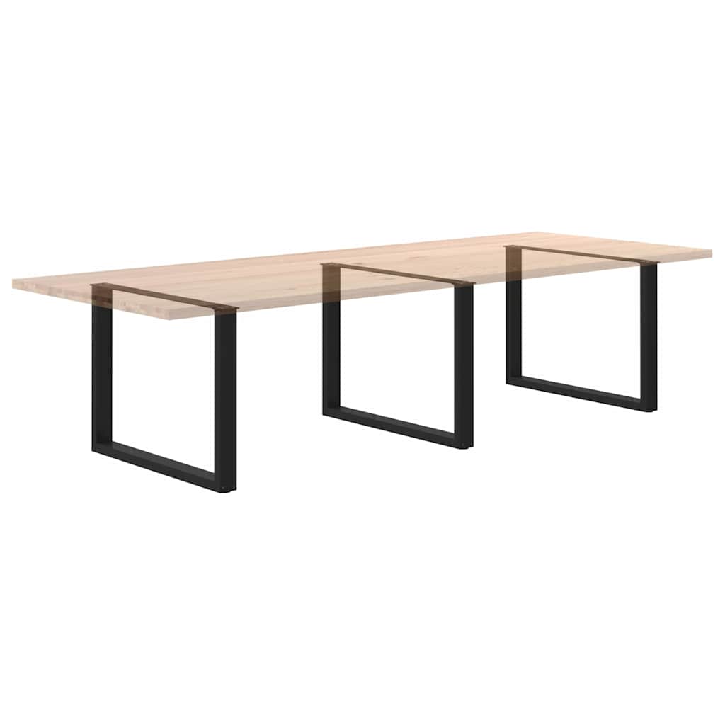 Dining Table Legs U-Shaped 3 pcs Black 100x(72-73) cm Steel