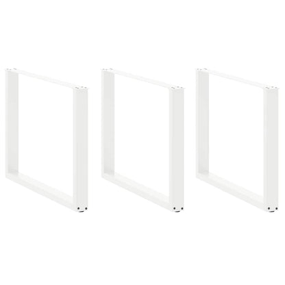 Dining Table Legs U-Shaped 3 pcs White 100x(72-73) cm Steel