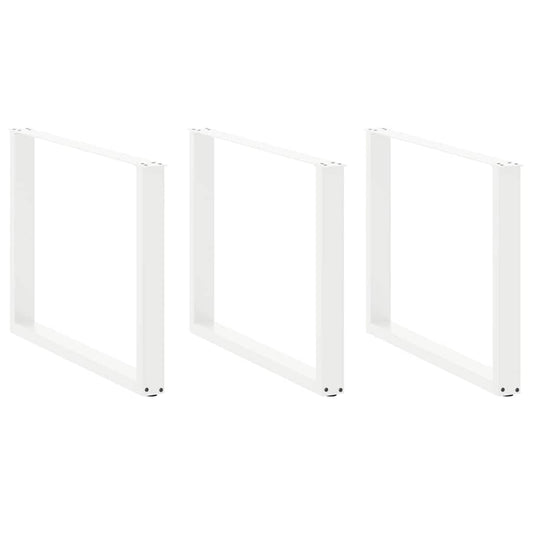 Dining Table Legs U-Shaped 3 pcs White 100x(72-73) cm Steel