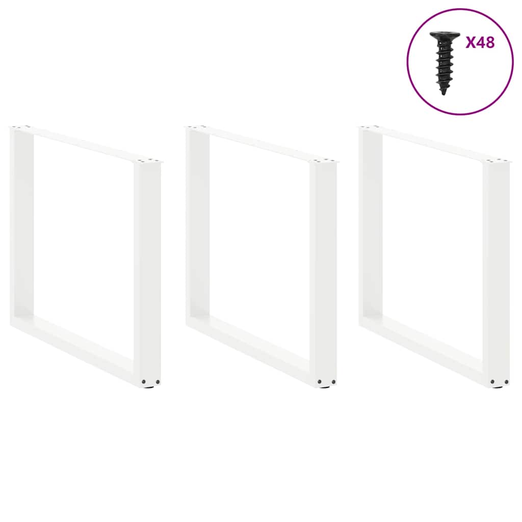 Dining Table Legs U-Shaped 3 pcs White 100x(72-73) cm Steel