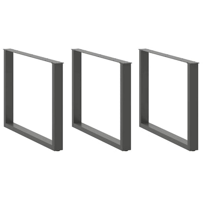 Dining Table Legs U-Shaped 3 pcs Anthracite 100x(72-73) cm Steel