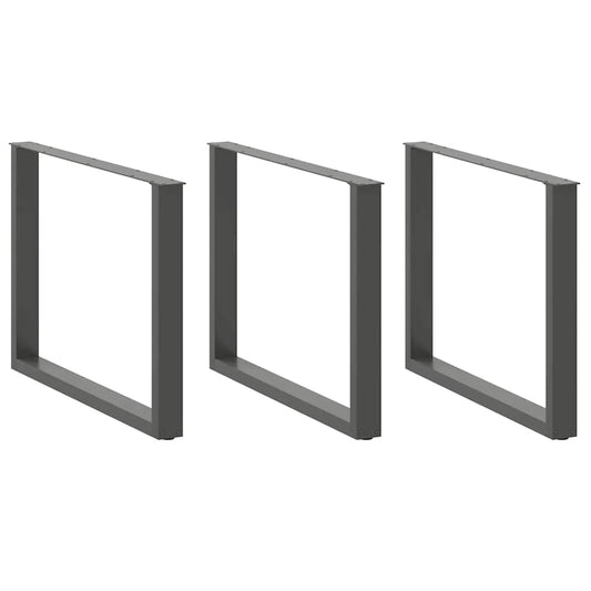 Dining Table Legs U-Shaped 3 pcs Anthracite 100x(72-73) cm Steel