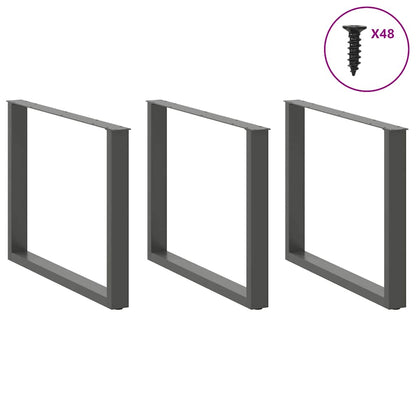 Dining Table Legs U-Shaped 3 pcs Anthracite 100x(72-73) cm Steel