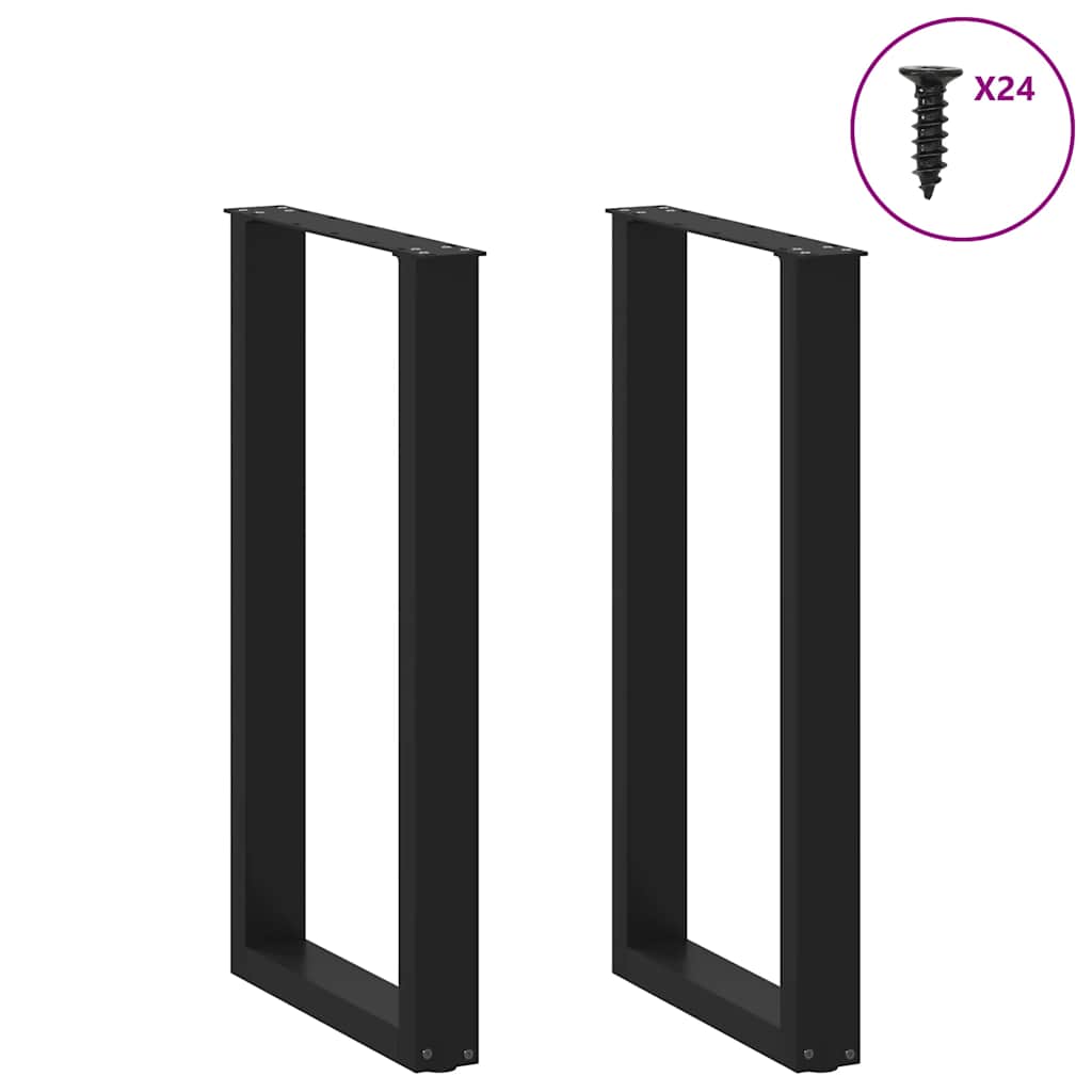 Bar Table Legs U-Shaped 2 pcs Black 50x(90-91) cm Steel