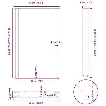 Bar Table Legs U-Shaped 2 pcs Anthracite 60x(90-91) cm Steel