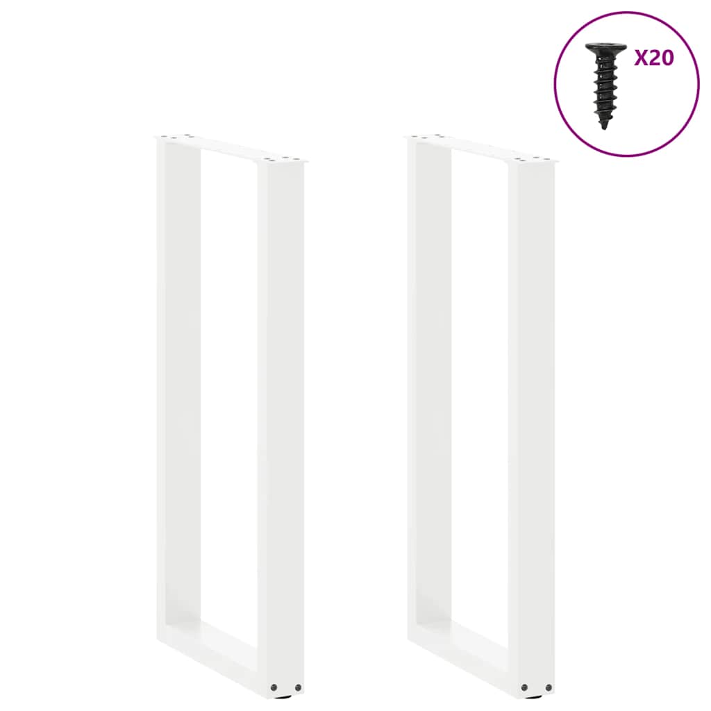 Bar Table Legs U-Shaped 2 pcs White 40x(100-101) cm Steel