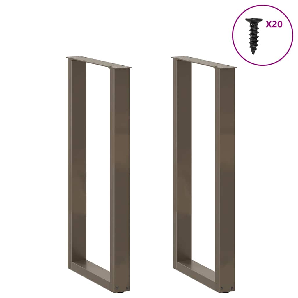 Bar Table Legs U-Shaped 2 pcs Natural Steel 40x(100-101) cm Steel