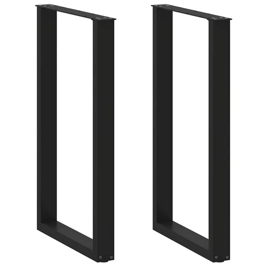 Bar Table Legs U-Shaped 2 pcs Black 60x(100-101) cm Steel
