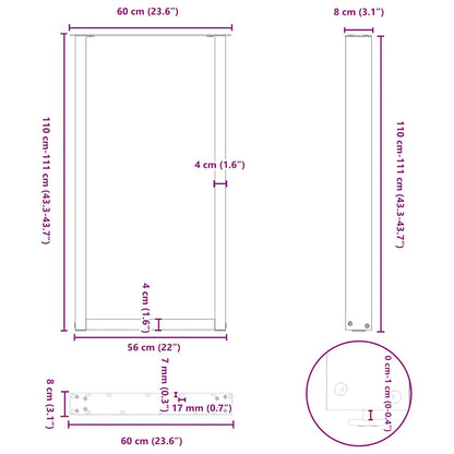 Bar Table Legs U-Shaped 2 pcs Anthracite 60x(110-111) cm Steel