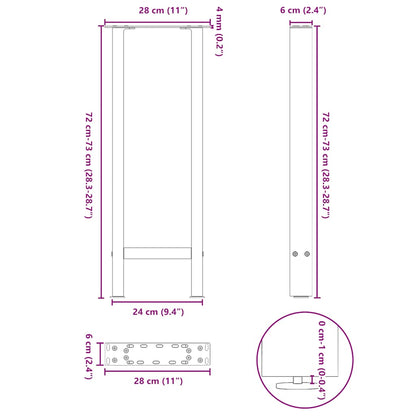 Console Table Legs White 2 pcs 28x(72-73) cm Steel