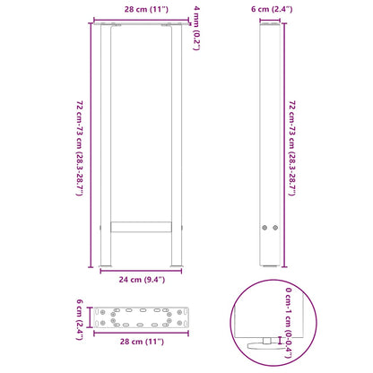Console Table Legs Natural Steel 2 pcs 28x(72-73) cm Steel