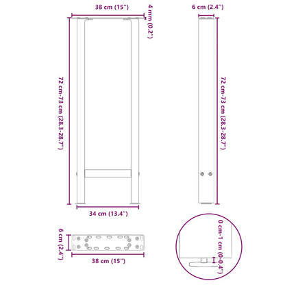 Console Table Legs Anthracite 2 pcs 38x(72-73) cm Steel