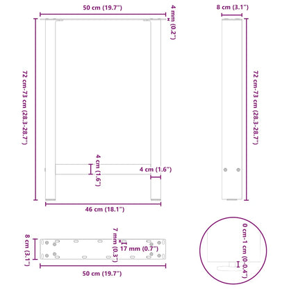 Dining Table Legs Black 2 pcs 50x(72-73) cm Steel