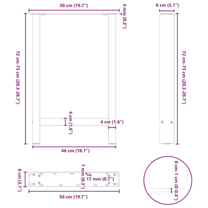 Dining Table Legs White 2 pcs 50x(72-73) cm Steel