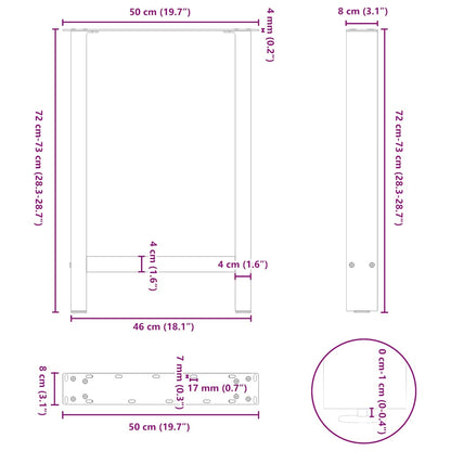 Dining Table Legs Anthracite 2 pcs 50x(72-73) cm Steel