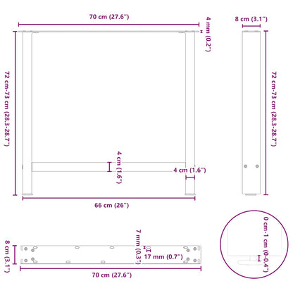 Dining Table Legs Black 2 pcs 70x(72-73) cm Steel