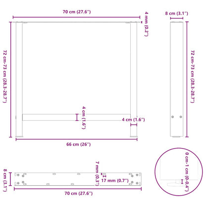 Dining Table Legs Anthracite 2 pcs 70x(72-73) cm Steel