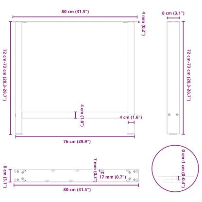 Dining Table Legs Anthracite 2 pcs 80x(72-73) cm Steel