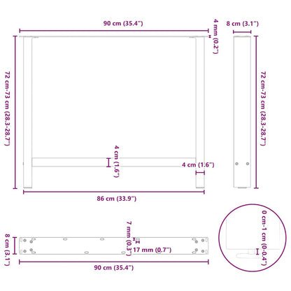 Dining Table Legs Black 2 pcs 90x(72-73) cm Steel