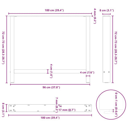 Dining Table Legs Anthracite 2 pcs 100x(72-73) cm Steel