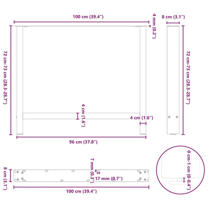 Dining Table Legs Natural Steel 2 pcs 100x(72-73) cm Steel