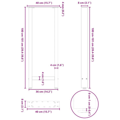 Bar Table Legs Black 2 pcs 40x(100-101) cm Steel