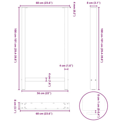 Bar Table Legs Black 2 pcs 60x(100-101) cm Steel