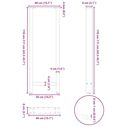 Bar Table Legs Natural Steel 2 pcs 40x(110-111) cm Steel