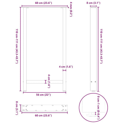 Bar Table Legs Natural Steel 2 pcs 60x(110-111) cm Steel