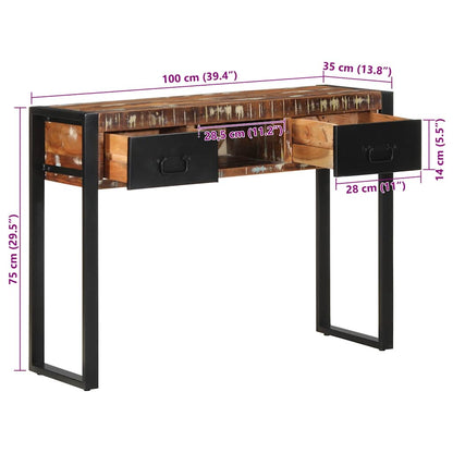 Console Table Multicolour 100x35x75 cm Solid Wood Reclaimed