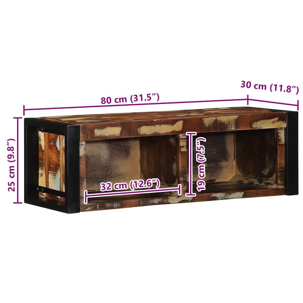 TV Cabinet Multicolour 80x30x25 cm Solid Wood Reclaimed