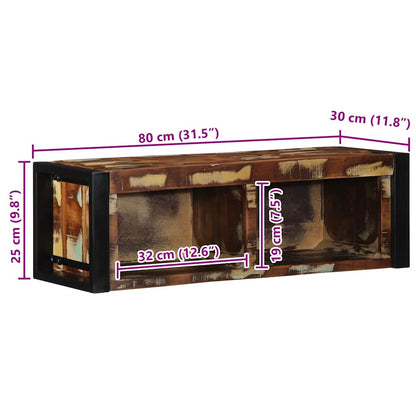 TV Cabinet Multicolour 80x30x25 cm Solid Wood Reclaimed
